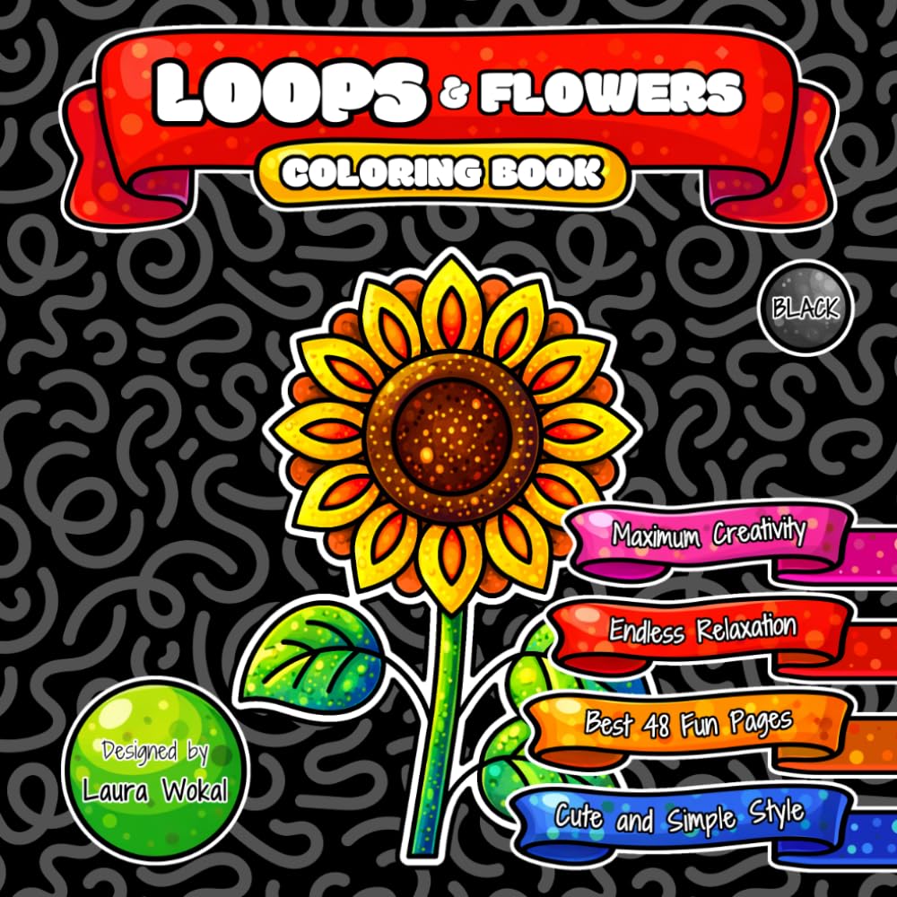 LOOPS & Flowers Coloring Book: Endless Relaxation with Cute and Simple Cartoon Style