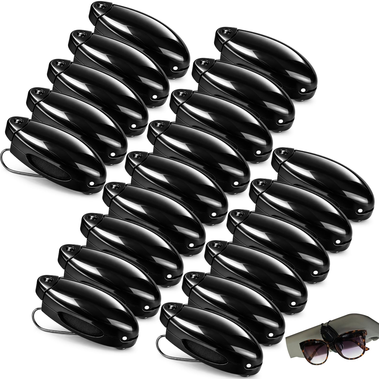 Frienda 5 Pcs Car Sun Visor Clip Sunglasses Holder,Silver | Visor Clips for Eyeglasses, Securely Holds Glasses, Ticket Card Holder, Metal Shell Spring Clip, For Women Men Drivers