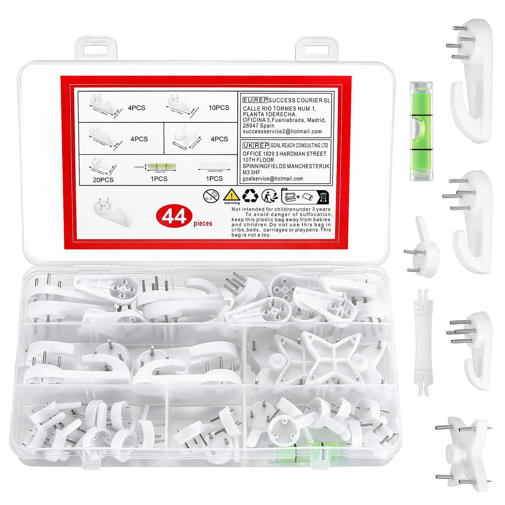 44 Piezas Colgar Cuadros sin Agujeros, Cuelga Cuadros sin Clavos Pared sin Taladro, Ganchos de Pared, Ganchos para Colgar Cuadros sin Taladrar para Paredes de Yeso, Marcos de Fotos