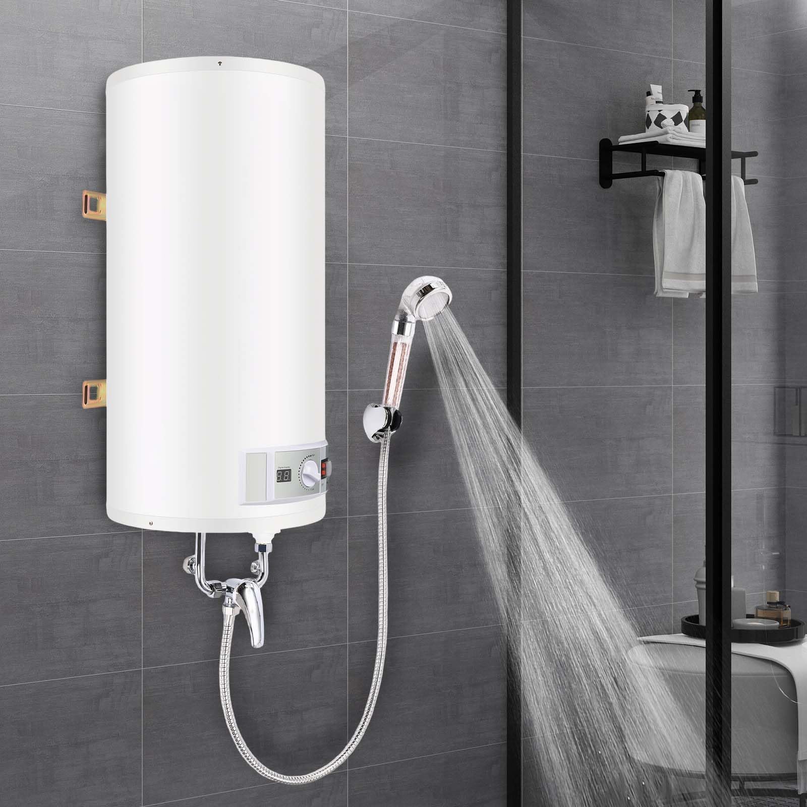 Scaldabagno elettrico, 2000 W, 50 l, 0,7 MPa, temperatura 77-167 °F, tubo doccia da 1 m, protezione da surriscaldamento, doccetta con montaggio a parete, ideale per bagno, cucina, parrucchiere