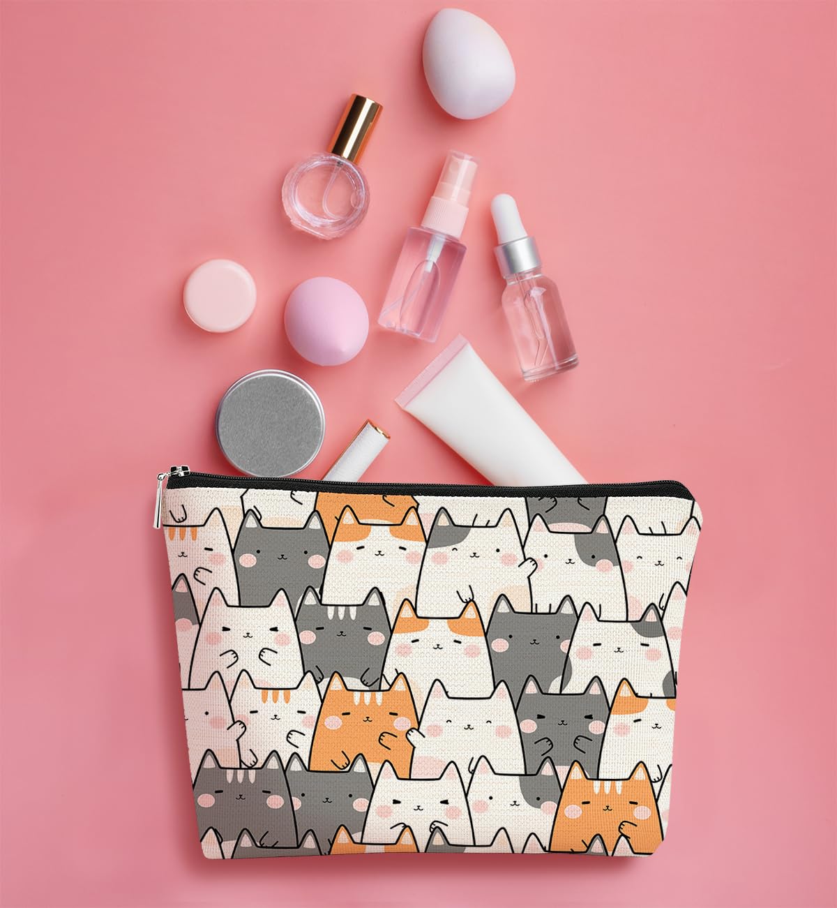 Niedliche Make-up-Tasche, Katzen-Make-up-Tasche, Katzengeschenke, Make-up-Taschen, Kosmetik, Tasche, Katzengeschenke für Frauen, Reise-Make-up-Tasche, kleine Make-up-Tasche, Make-up-Tasche,