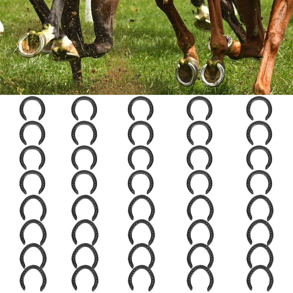 10 Set Ferri di Cavallo in Acciaio forgiato a Ferro di Cavallo Attrezzatura per Sport equestri Ferro di Cavallo Anteriore per Cavallo