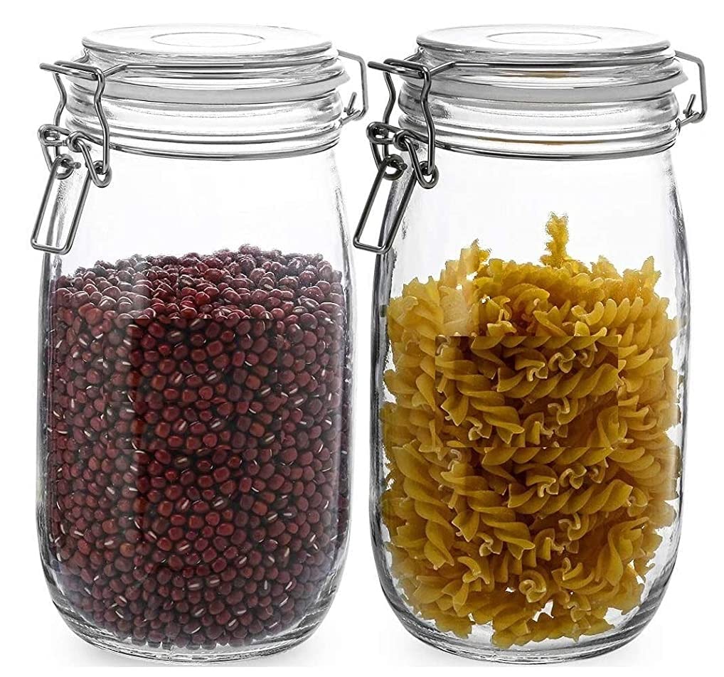 ZEPOLI - 1.5 Liters Mason Glass Jars with Buckle Lids | Airtight | Kitchen Container Set | Kitchen Accessories Storage Big Jar and Containers | Transparent Bottles | Bpa Free (1500ml, Set Of 3) (B09Q6GXMTQ) Amazon Price History, Amazon Price Tracker