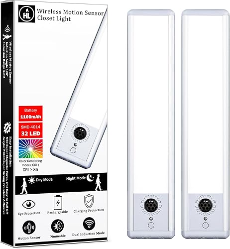 HL Luces para debajo del gabinete, iluminación inalámbrica, luz con sensor de movimiento, luz nocturna para interiores, instalación magnética, luz a