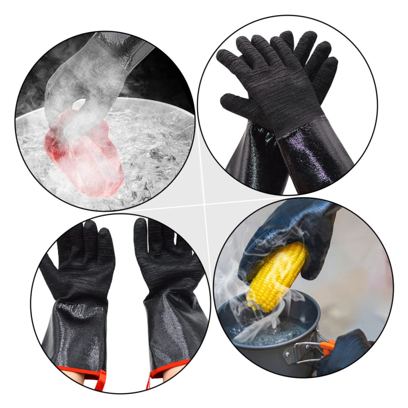 Guanti da Forno in Neoprene Resistenti al Calore, Nero, 1 Paio | Riutilizzabili, Protezione da Taglio, per Stufa e Ambienti Caldi, Copertura Polso Contro Scottature