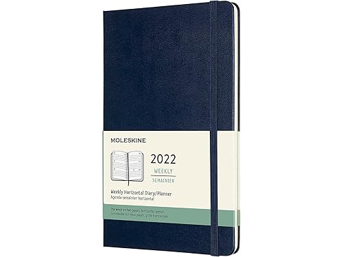 Moleskine, Agenda Settimanale 2022, Agenda Settimanale 12 Mesi, Weekly Planner e Notebook, Copertina Rigida, Formato Large 13 x 21 cm, Colore Blu Zaffiro, 144 Pagine