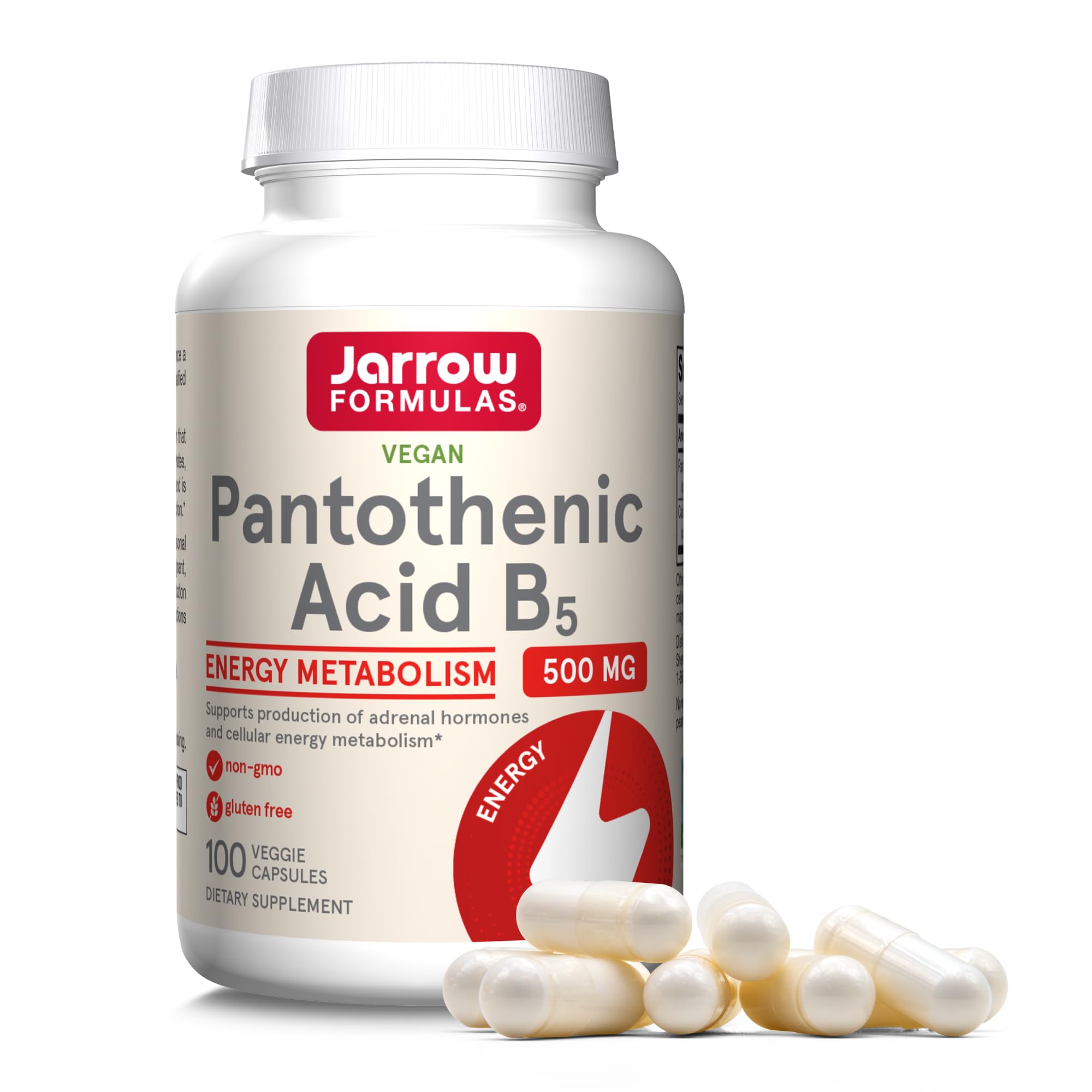 Jarrow Pantothenic Acid B5 500mg, Vitamin B5, 100 Capsules 100 Count (Pack of 1)