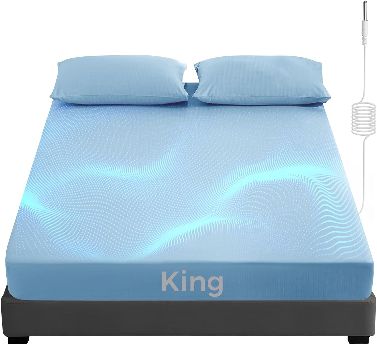 Grounding Sheets Queen Size, Earthing Fitted Sheets, 95% Cotton 5% Pure Silver Fiber, Grounded Sheets with Grounding Cord, Conductive Earthing Bed Sheet Grounding Cover for Better Sleep (Blue Queen)