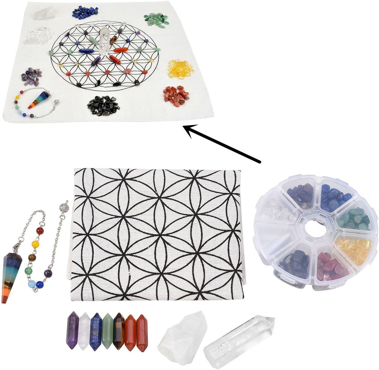 Amazon.com: Top Plaza 7 Chakra Healing Crystal Grids Kit/Lot of Chakra ...