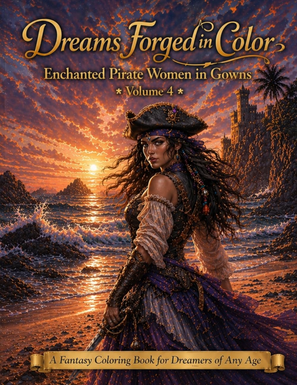 Dreams Forged in Color Enchanted Pirate Women in Gowns Volume 4: A Fantasy Coloring Book for Dreamers of Any Age