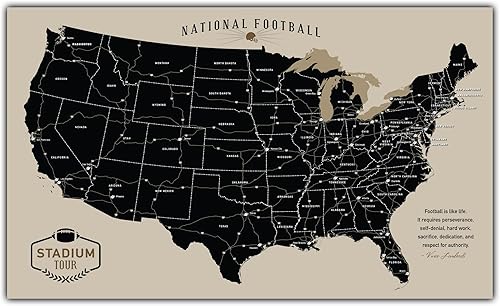Miniatura 10 de Holy Cow Canvas Personalized Canvas Football Stadium Map Tracker with Pins, Football Stadium Map with Push Pins, Customized Football Gift, Push Pin