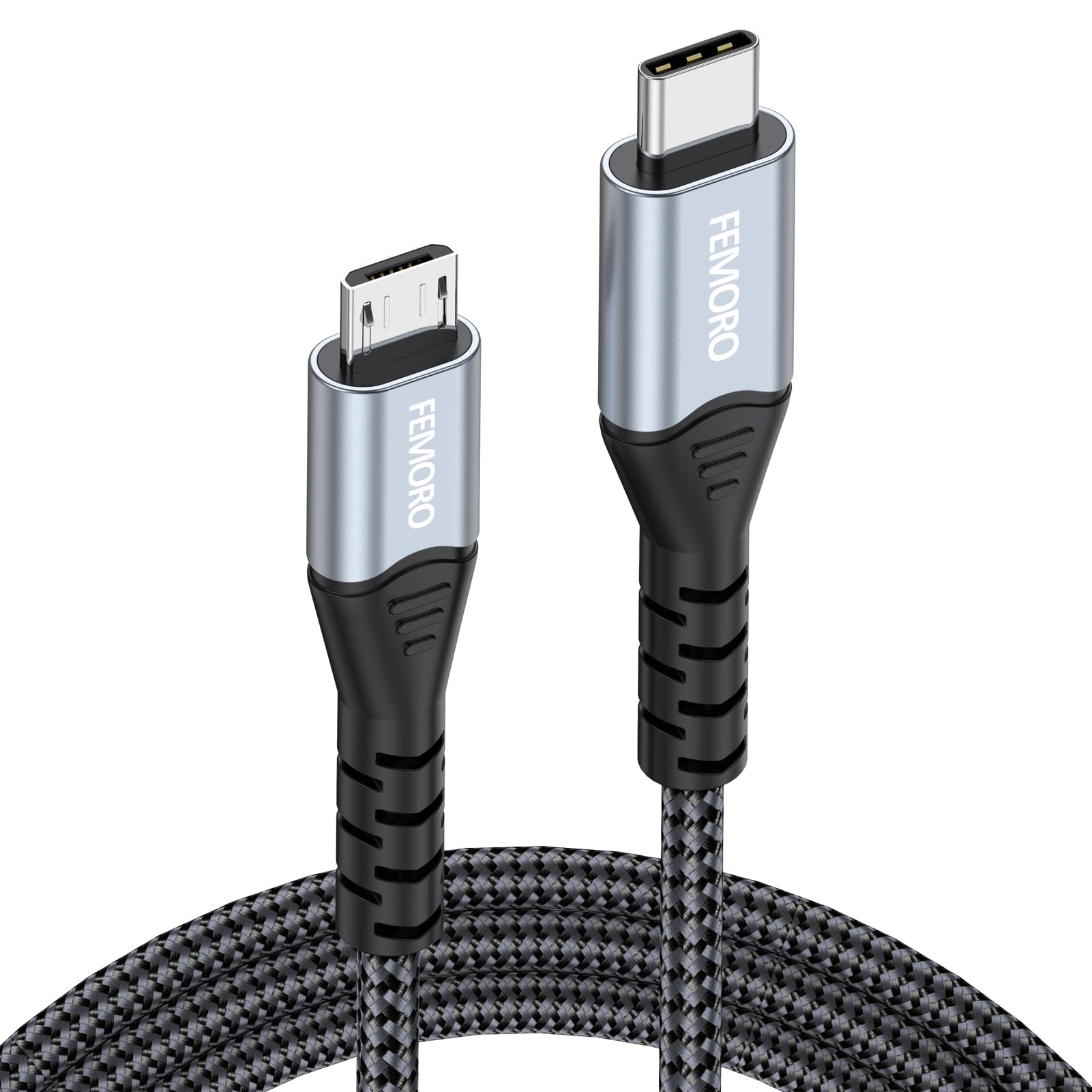 FEMORO Micro USB to USB C Cable 6ft, USB-C Type C to Micro USB Cable 6 Feet Adapter OTG Data Transfer & Charging Compatible for MacBook Pro, Galaxy S22 S21 S10, LG, HTC