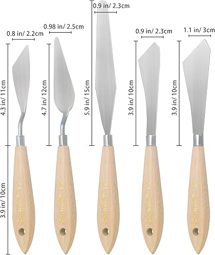 Miniatura 2 de Cuchillo de paleta grande para pintura acrílica, juego de lienzo, espátula, pala, cuchillos de pintura con mango de madera, herramientas de pintura