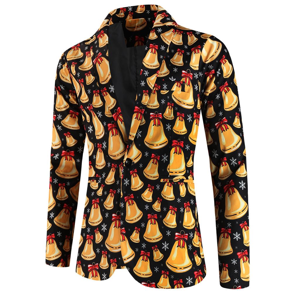Generisch Tuta natalizia da uomo, 2 pezzi, slim fit, stampa 3D, divertente, da uomo, per matrimonio, per Natale, feste, costume di Natale