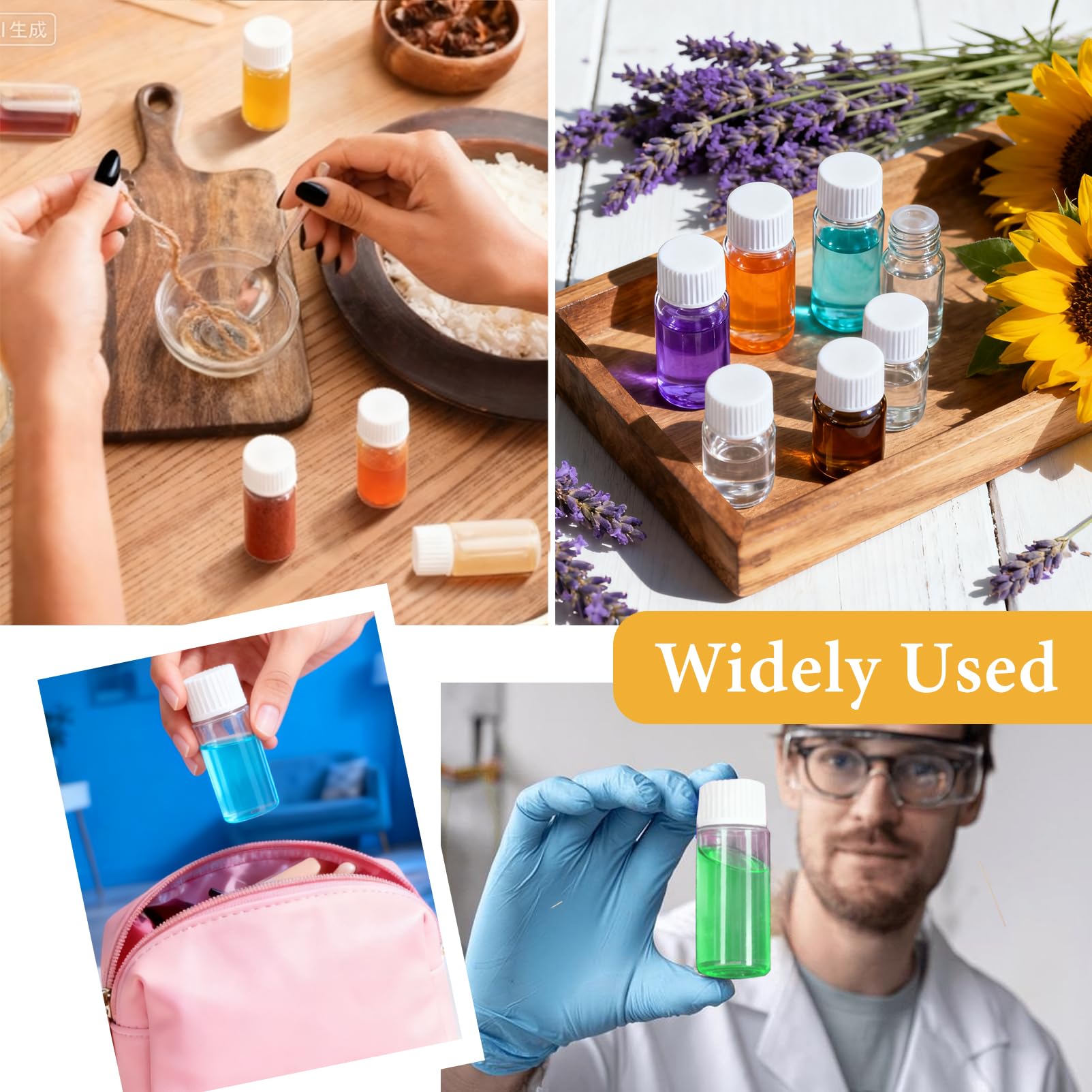 24 Pezzi Piccola Bottiglie di Vetro Campione,5ml Fiale di Vetro Trasparente Essential Oil Sample Glass Bottle Vial con Tappo a Vite in Plastica Contenitore