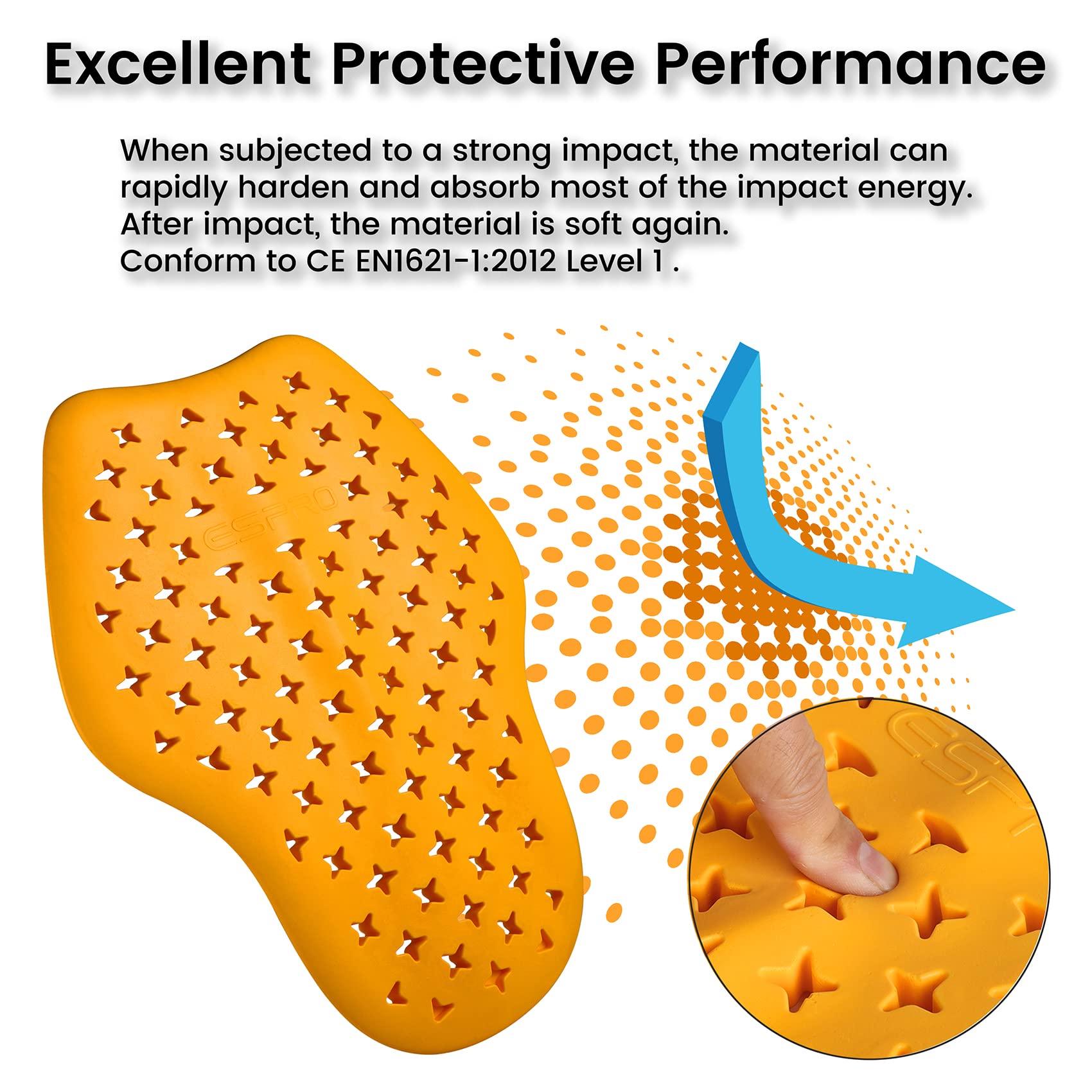 Protection dorsale de moto - Résistance aux basses températures -30 ℃ - Coussinets d'insertion CE Armor (jaune - BACK JAUNE)