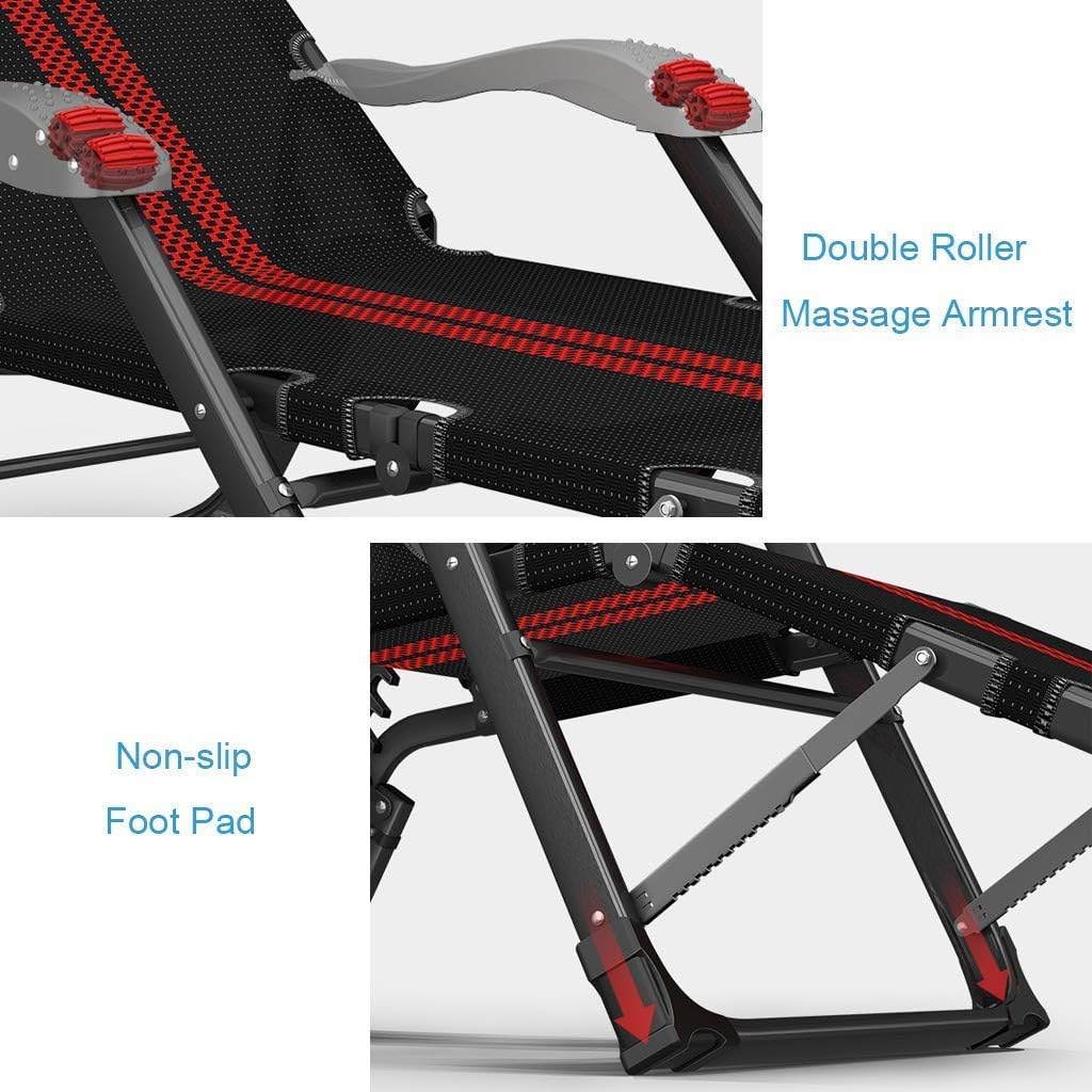 Recliner, Home Chair Outdoor Black Garden Chair Zero Heavy Duty Folding Sun Lounger Recliner Chairs Adjustable Headrest Lawn Patio Reclining Chairs Max.200kg