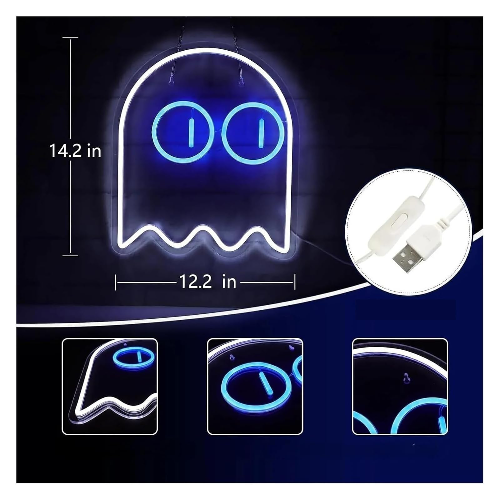 Decorazione luminosa al neon Ghost Gaming per insegna a LED neon