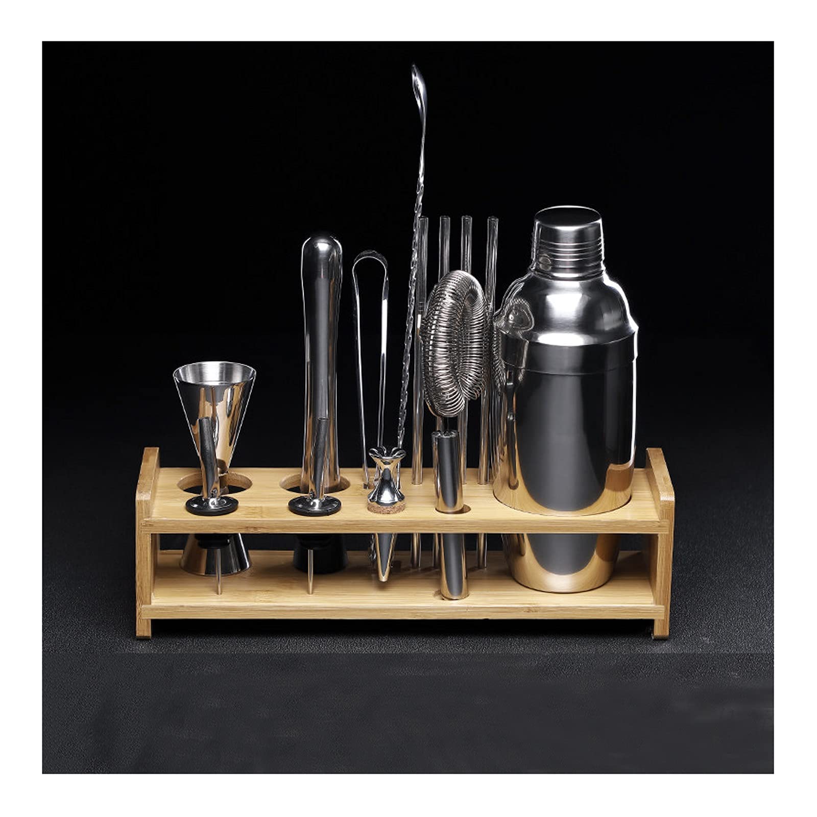 Shaker Cocktail Kit de mélangeur de boisson kit de barman avec support,barre bar Shaker cocktail Ensemble pour le meilleur kit de barman pour les débutants Ensembles d'accessoires de Bar (Color : C)
