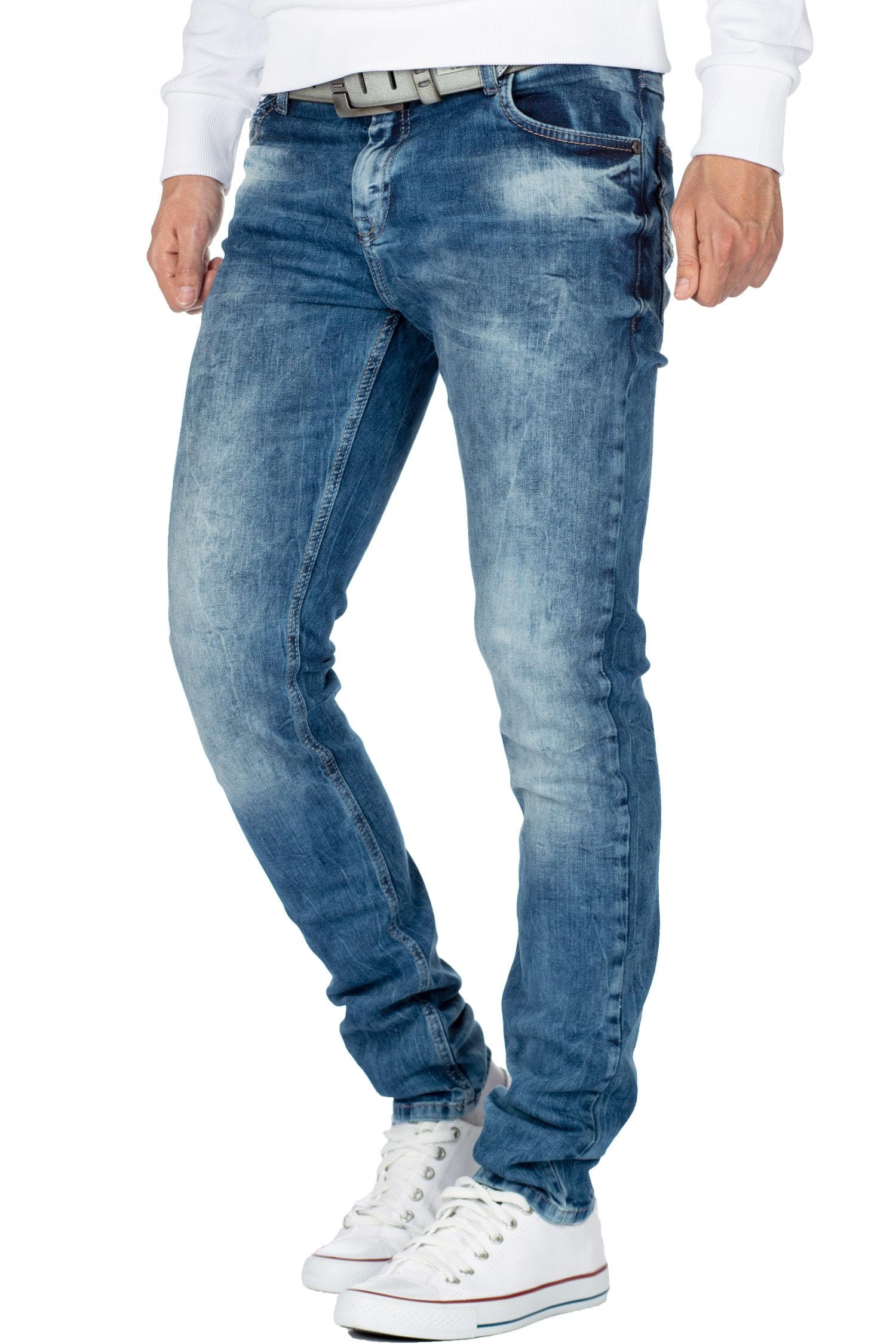 Cipo & Baxx Jeans de Hombre Regular Fit y Slim Fit – Denim con Estilo para Hombres con Efecto Usado, Cremalleras y Estilo Biker | Jeans Azules y Negros para el día a día y el Tiempo Libre