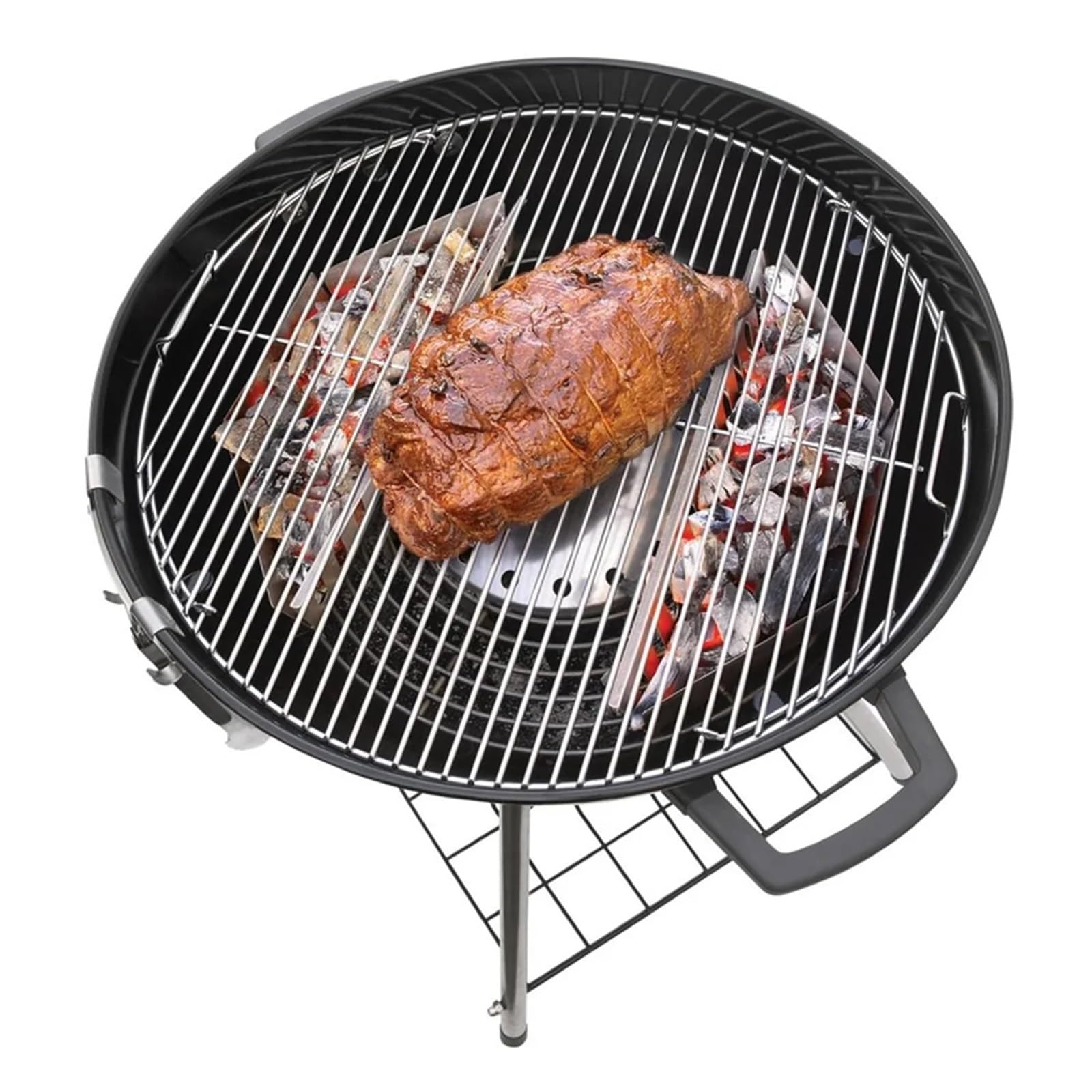 Holzkohlekorb aus Edelstahl, Holzkohlebehälter, Kohlebrikett-Grillkörbe (2 Stück)