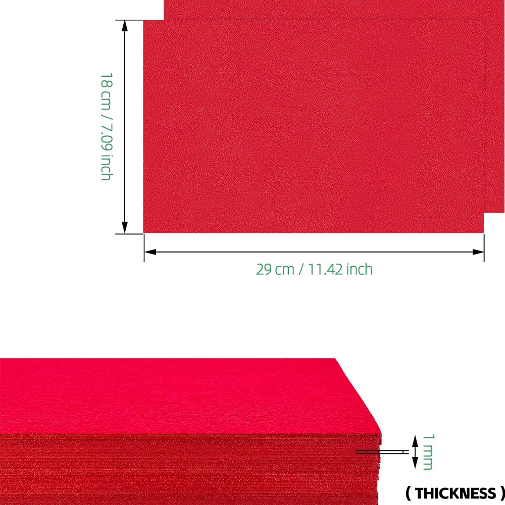 HXJDAM 16 pcs Felt Sheets, 29 cm x 18 cm Red Felt Fabric, Non-Woven Fabric for DIY Sewing Crafts, and School Projects (7.2" X 11.6") - Image 2