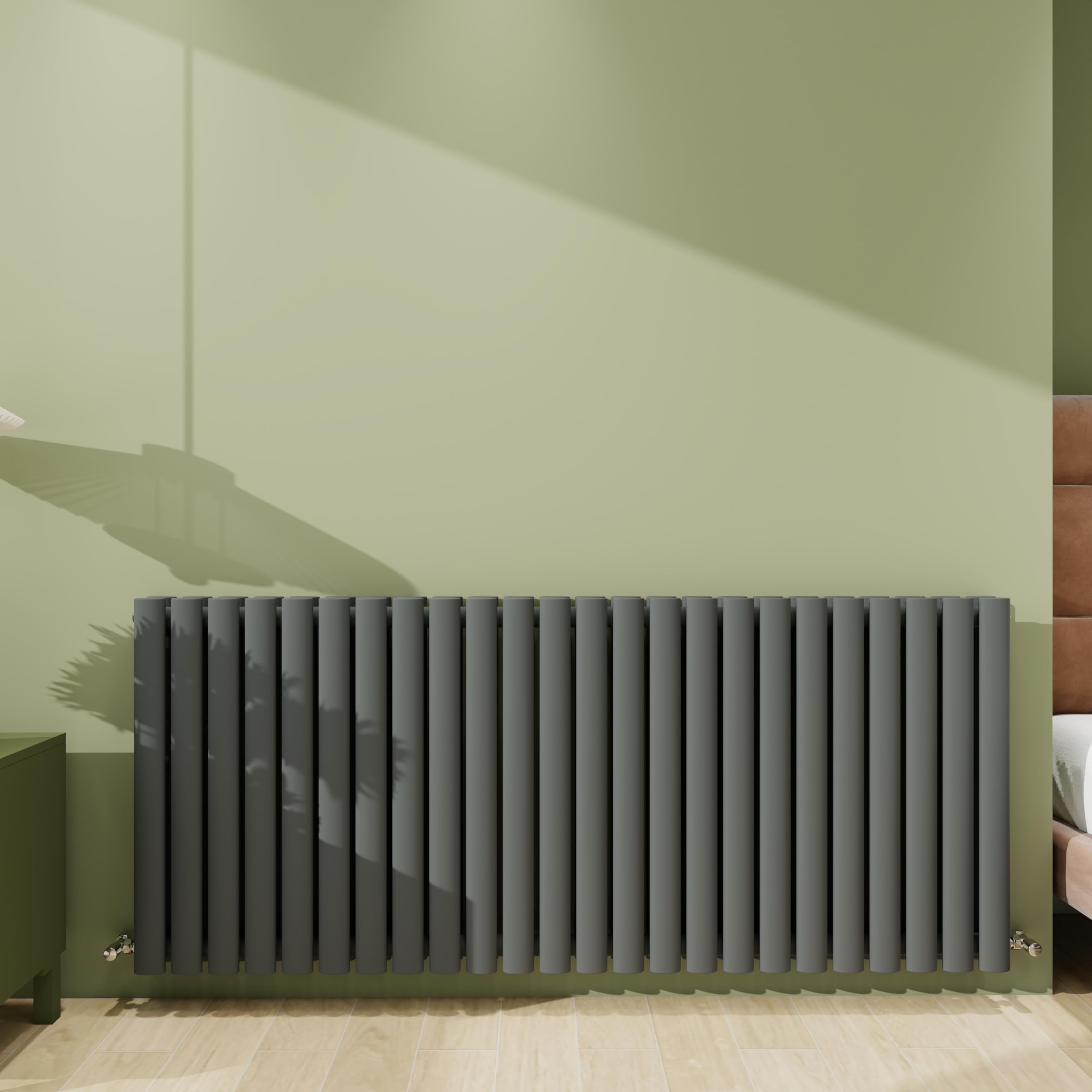 Biubiubath Radiator 600×1416mm Anthracite Horizontal Double Oval Column Designer Central Heating Rad 6245 BTU