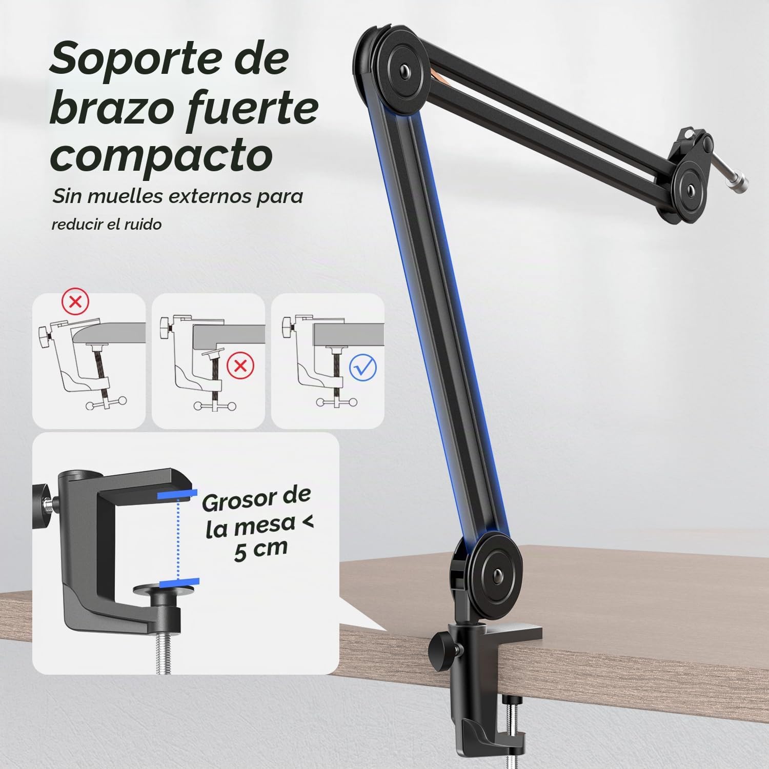 FIFINE Soporte de Micrófono, Brazo de Micrófono con Clip de Micrófono e Adaptador de Tornillo, para Micrófono K658 K688 AM8 A8