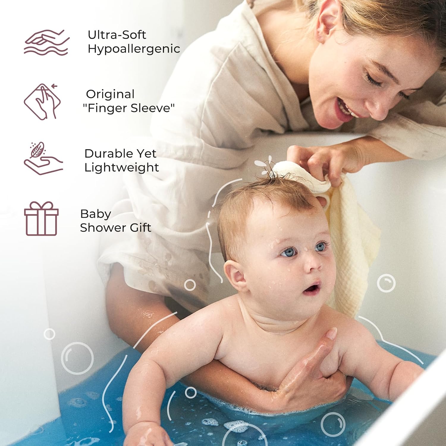 Momcozy Baby Washcloths – 4 Layer Design| Medium Thickness| Soft & Absorbent| Premium Cotton for Newborns’ Skin-Great for Bathing, Wiping & on-the-go Use, Shower Gift and Essential(5 Pack, 10×10 inch)