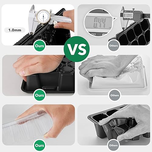 Miniatura 5 de YAUNGEL Bandejas de inicio de semillas, kit de bandeja de inicio de semillas XL gruesa con cúpula de humedad bandejas de cultivo duraderas para