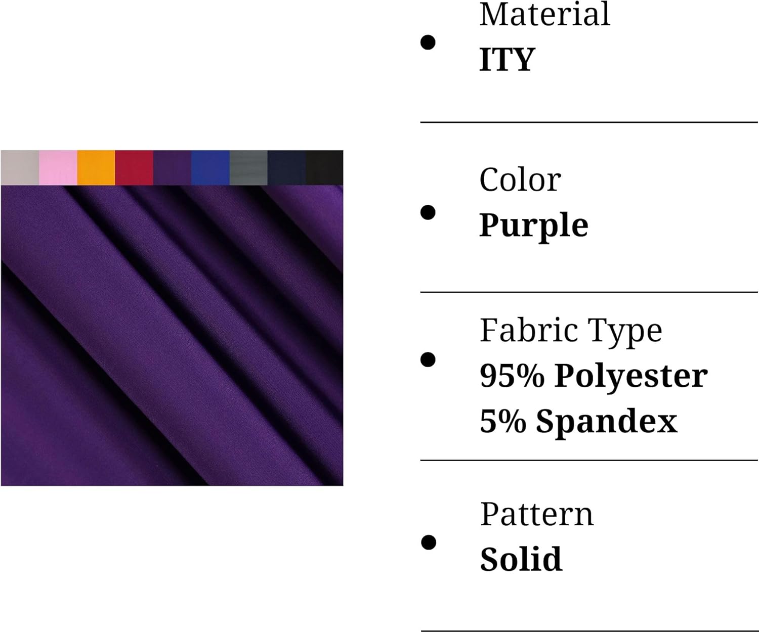 FabricLA ITY Knit Jersey Polyester Spandex Fabric by The Yard - 60" Inch Wide, 2-Way Stretch - Costumes & Dancewear - Purple, 3 Continuous Yards