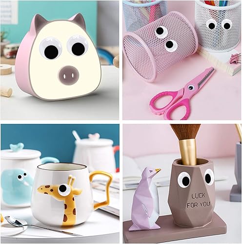 Miniatura 6 de ZZYI 1100 piezas Googly Eyes autoadhesivas, para manualidades, ojos meneantes, varios tamaños, 0.236 in, 0.276 in, 0.315 in, 0.394 in, 0.472 in,