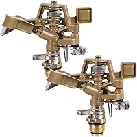 Biswing Heavy Duty Zinc Alloy Impact Sprinklers 2-Pack - 1/2 Inch Adjustable 20-360° Coverage Up to 70ft for Lawn Garden Patio