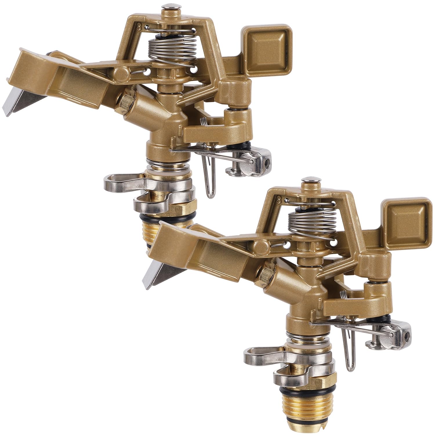 1/2 Inch Impact Sprinkler 2 Pack, Heavy Duty Zinc Alloy Lawn Sprinkler Head with Nozzle, Adjustable 20-360 Degree Large Coverage Pattern, Watering Sprinkler for Grass Patio Garden Irrigation