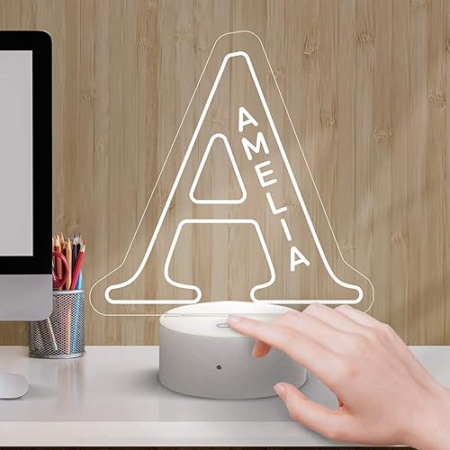 Miniatura 2 de Luz nocturna con nombre personalizado, lámpara LED de neón de 7 colores, lámpara de escritorio con nombre grabado, regalo para niños, novia, novio,