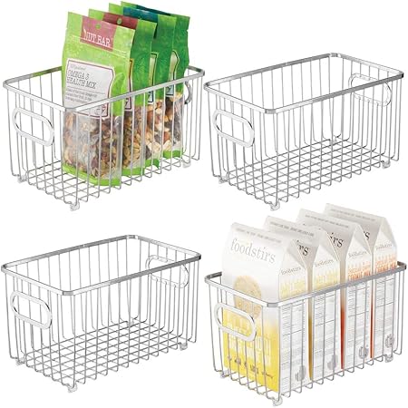 mDesign 4er-Set Küchenkorb aus Metall – flexibler Aufbewahrungskorb für