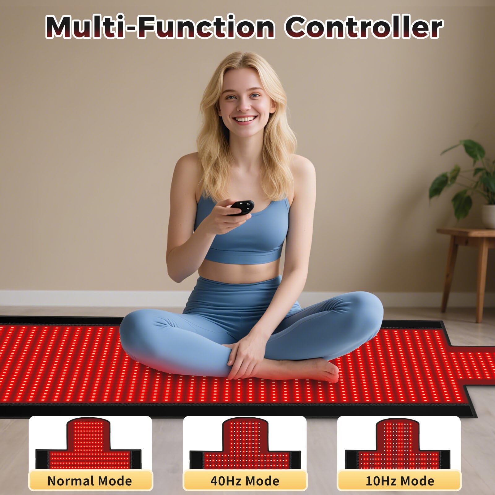 Tapis lumineux rouge de 195,6 x 86,4 cm pour le corps, couverture de lumière rouge, 1370 LED 2 en 1 (660 nm et 850 nm), cuir de qualité supérieure, 3 modes et minuterie réglable