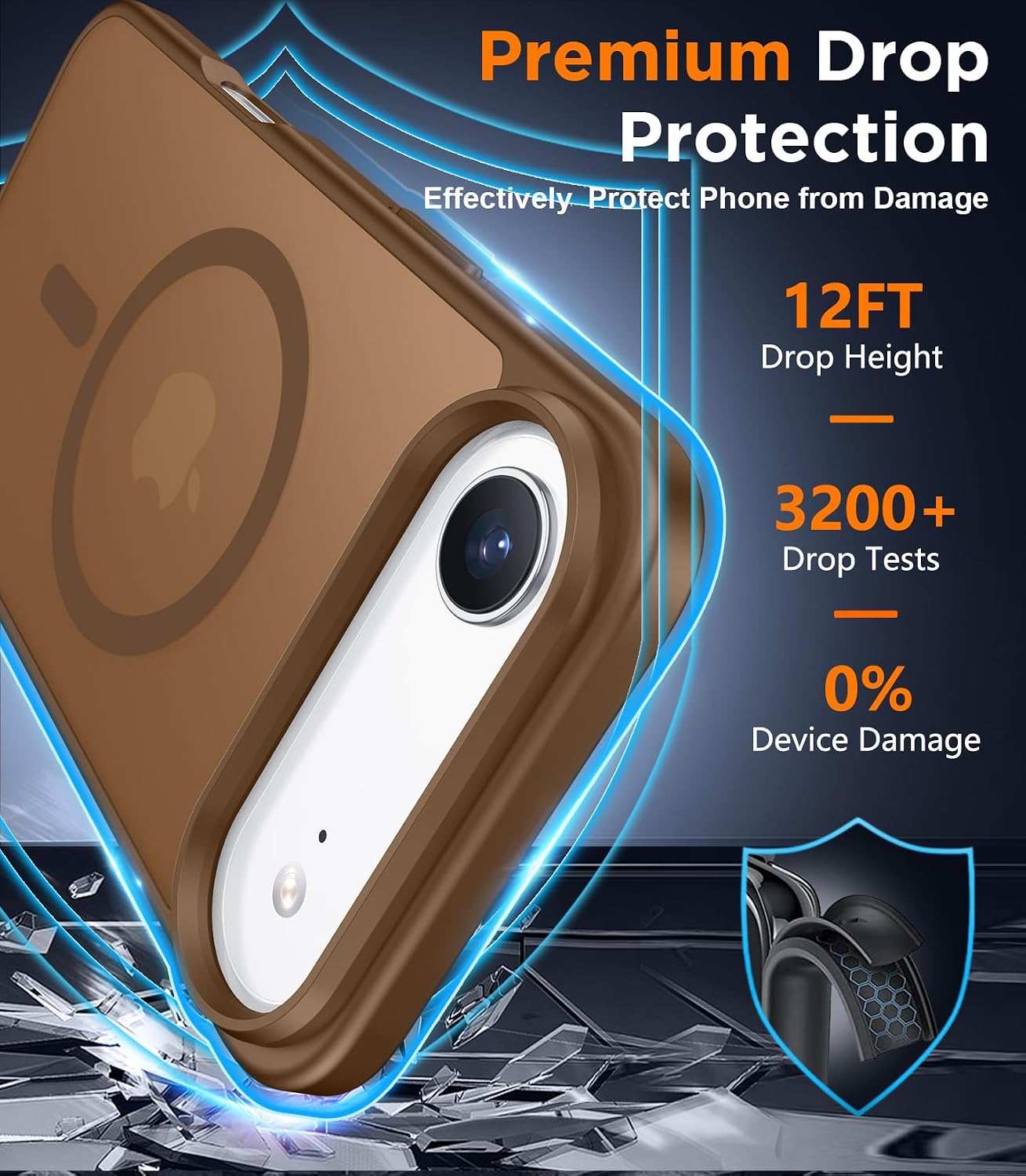SPIDERCASE for iPhone Air Case, Magnetic Translucent Matte Case with 2PCS Tempered Glass Screen Protector Slim Phone Case for iPhone Air 6.5'', Brown thumbnail