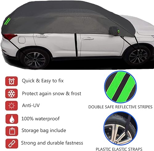 Miniatura 5 de Big Ant Cubierta de nieve para parabrisas, cubierta superior impermeable para todo tipo de clima, resistente al viento, al polvo, para nieve, hielo,