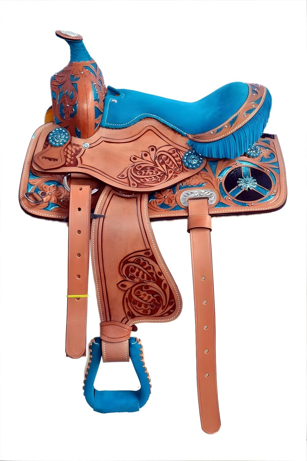 Umrah International 8" inches Seat Children Miniature Pony Kids Saddle Western Equestrian Trail Premium Leather for Horse Riding and Best Rider Pony Kids Miniature 8" inches Horse Saddle Pony U.I.10