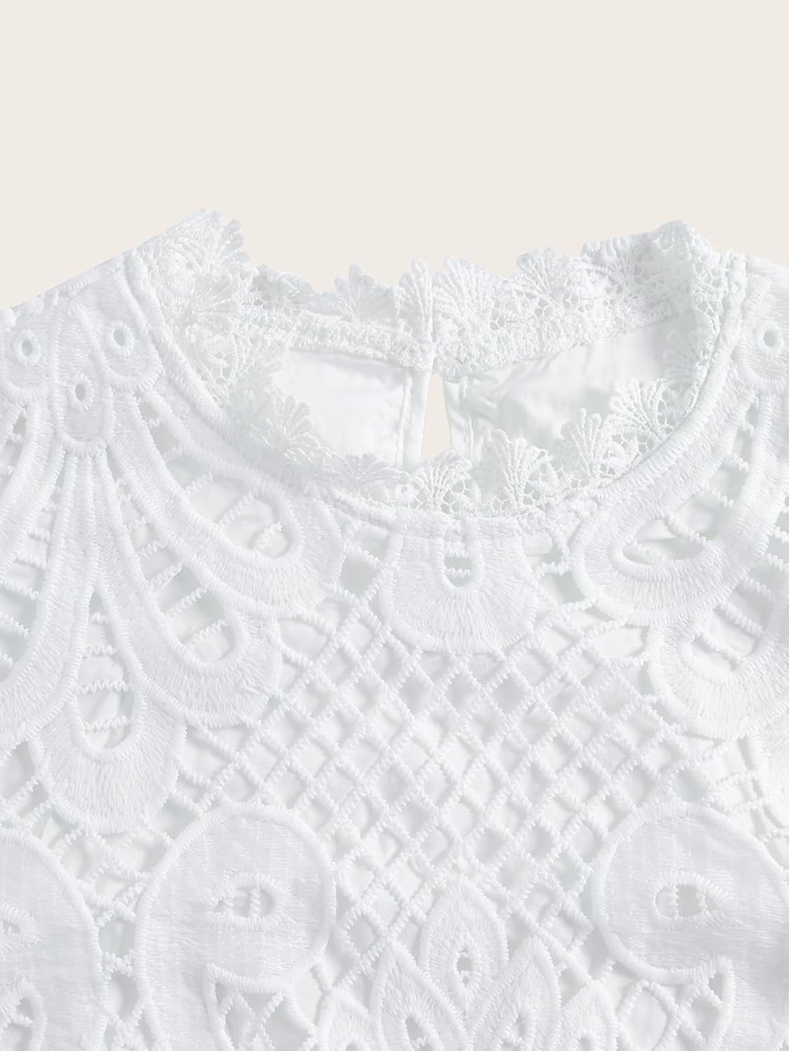 Women's Lace Embroidered Crop Tops Elegant Mock Neck Hollow Out Going Out Blouse - Image 4