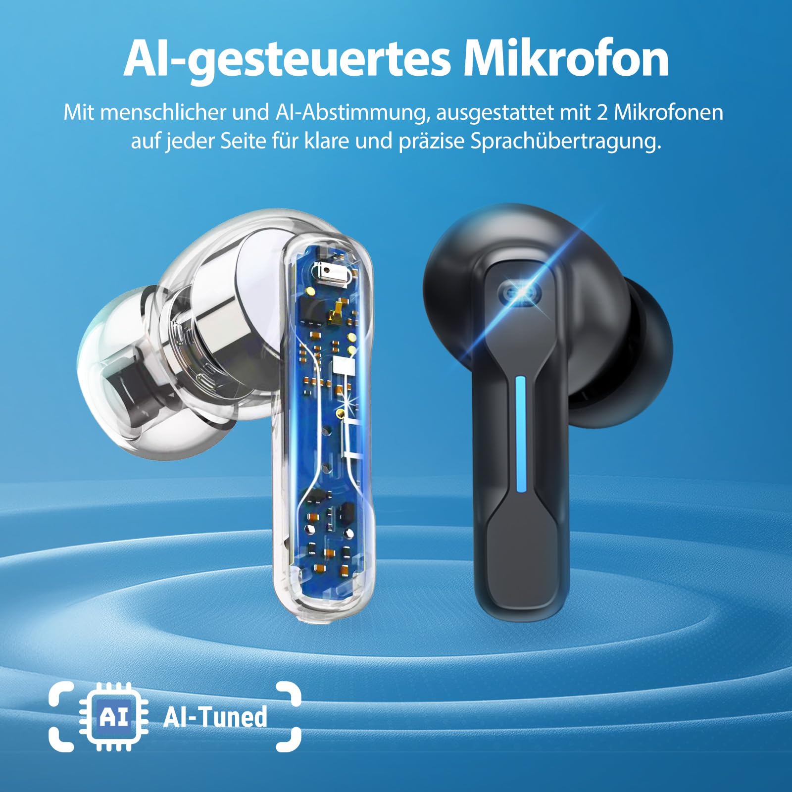 Middle Rabbit SW5 Gaming In-Ear Kopfhörer kabellos mit 2.4GHz USB Dongle & Bluetooth 5.4, 20ms Ultra Low Latency, KI-Mikrofon, Dual-Mode Headset, Kompatibel mit PC PS5 PS4 Switch VR Desktop Handy