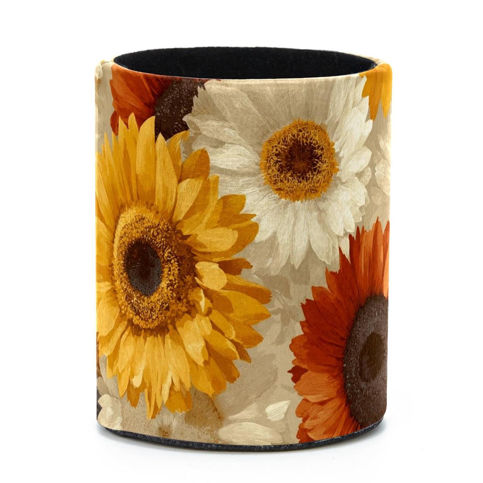 VAPOKF Round Pencil Holders for Desk, Sunflowers Pen Holders Pen Pot Makeup Brushes Storage Desktop Stationery Supplies Organiser for Home Office
