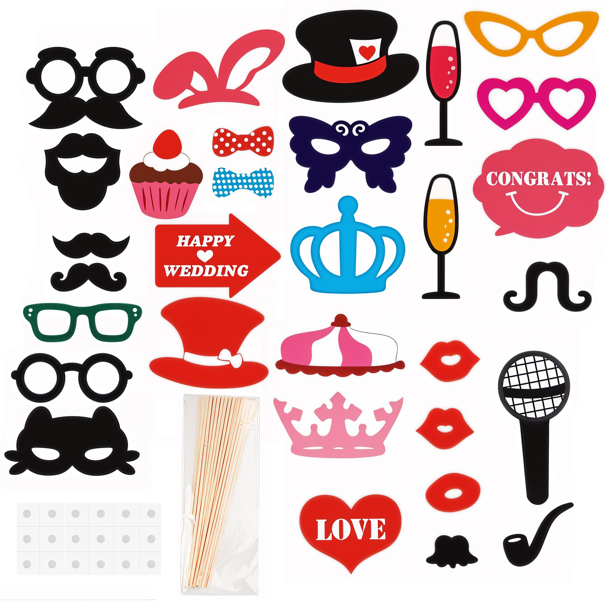 Lot De 27 Accessoires Photomaton Thème Cirque – Accessoires De Fête Amusants Avec Bâtons, Pour Anniversaire, Mariage, événements | Décoration Et Animation Photo - 3
