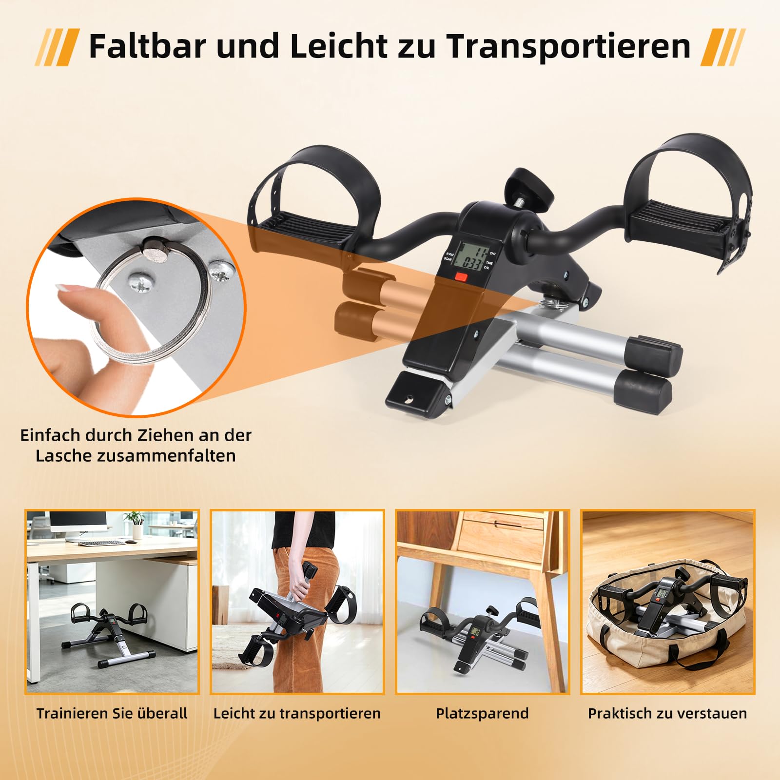 himaly Minibike Heimtrainer Bewegungstrainer Pedaltrainer Arm und Beintrainer Trainingsgerät Fitnessgerät mit LCD-Monitor Einstellbarer Widerstand Fahrradtrainer Fitness-Fahrrad Heimfahrrad