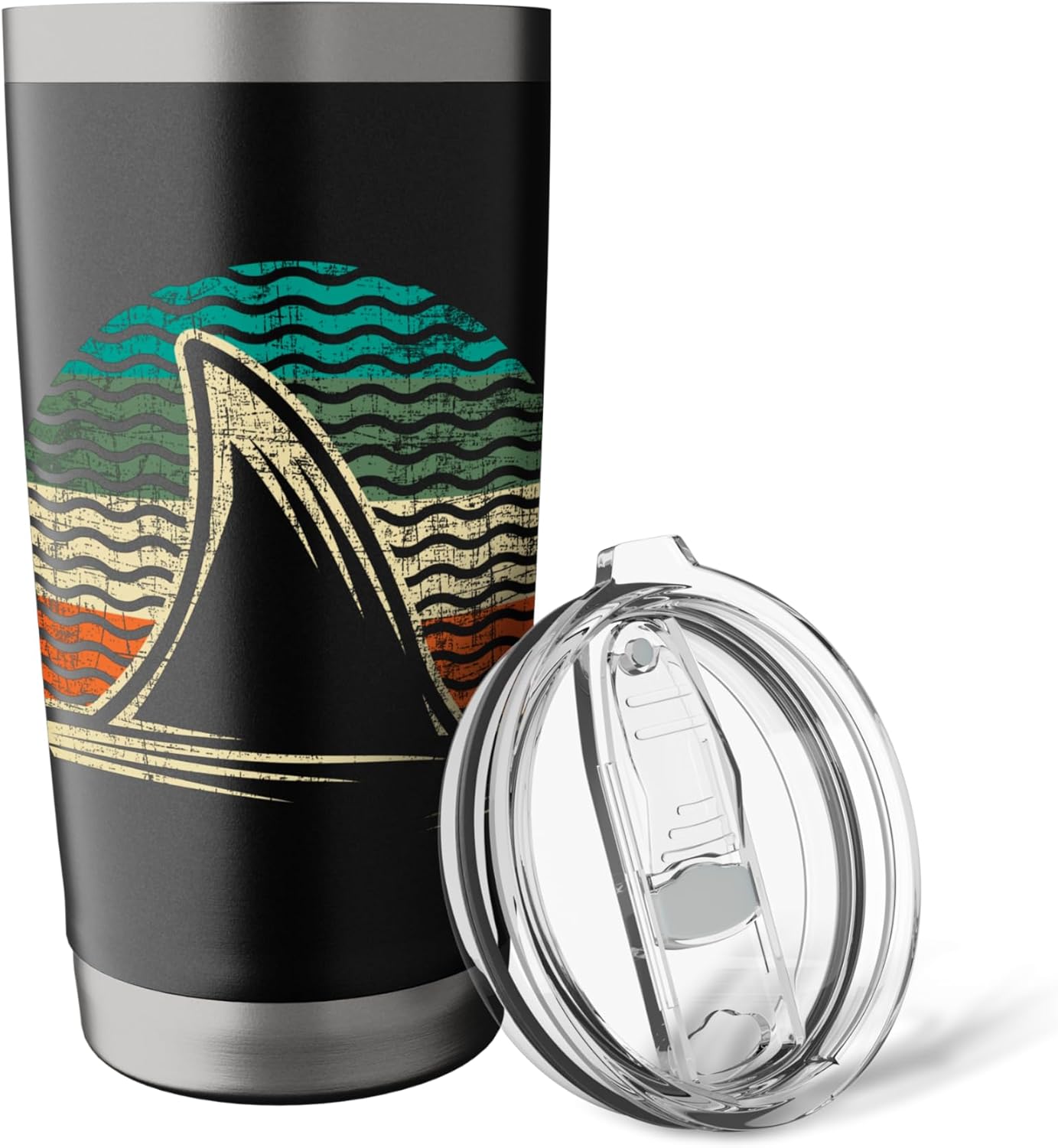 Retro Shark Tail - Marine Biologist Shark Lovers Wildlife Stainless Steel Insulated Tumbler - Image 5