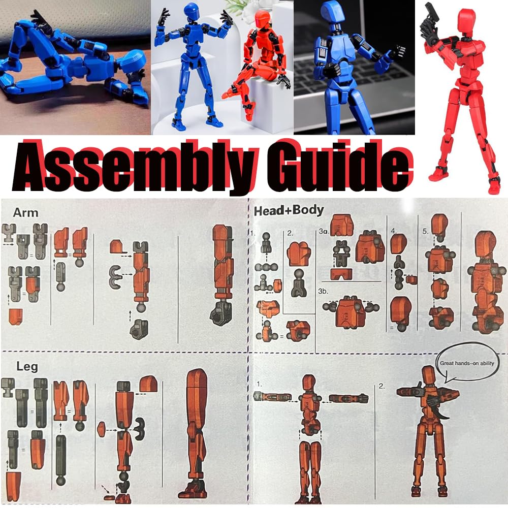 DKIIL NOIYB Actiefiguur T13 gemonteerd actiefiguur 3D titanium 13 actiefiguur met 6 wapens 6 paar handen Lucky 13 beweegbare actiefiguren S13 figuur desktop decoratie (A4