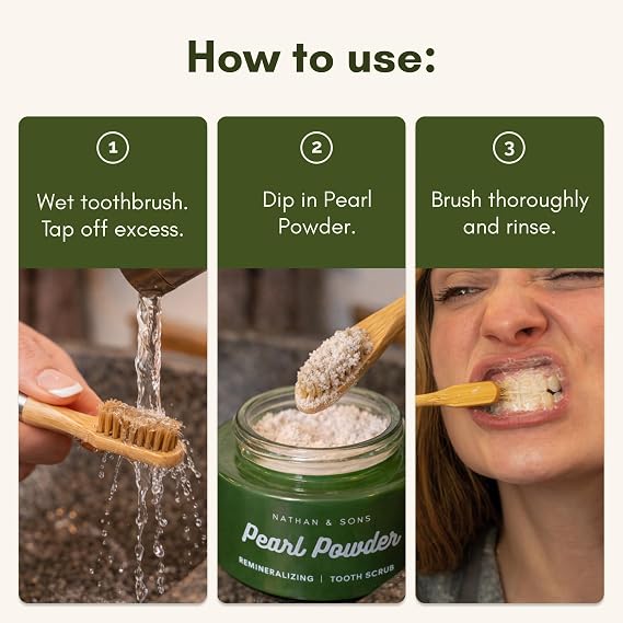 Nathan & Sons Pearl Remineralizing Tooth Powder, Hydroxyapatite, 1.1 oz