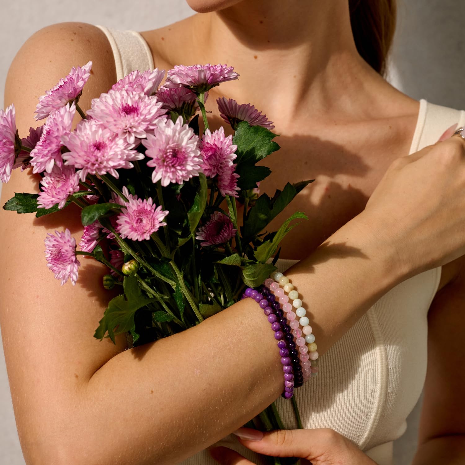 Bivei signora braccialetto perline 6mm semiprezioso cristallo naturale elastico elastico cristallo accessori regalo di yoga