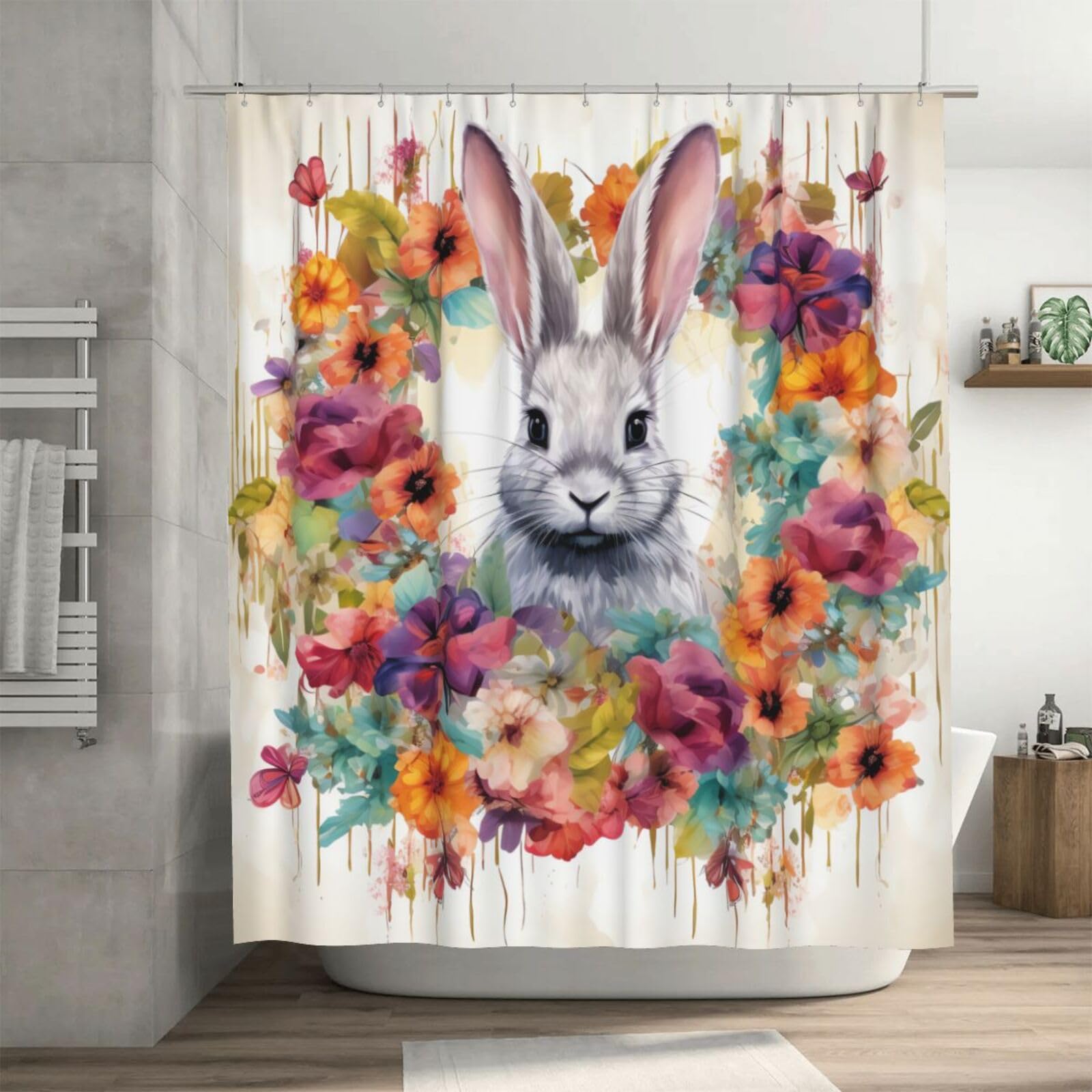Rideau de douche épais imperméable de 183 cm avec anneaux résistants décor animaux